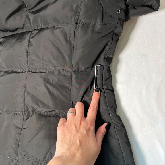 Zara Slim Fitted Down Fill Long Jacket Coat Collar Knee Length Black Size M - Picture 12 of 13